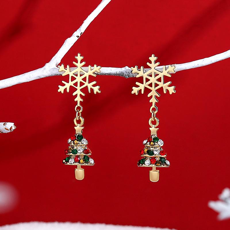 Новые серьги-гвоздики из серебра S925, рождественская коллекция, асимметричные серьги: Сладкие и милые праздничные подарки для женщин