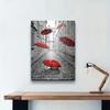 Framed - Modern City Streets, Red Umbrella Print, Multiple Scene Display, Framed Canvas Poster - Vibrant Decorative Artwork