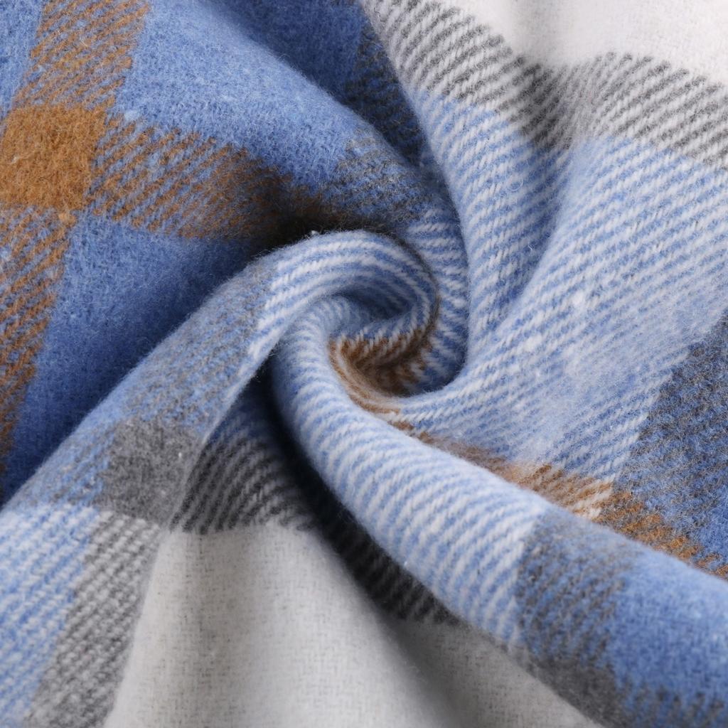 Fashion Women's Casual Loose Grinding Wool Plush Plaid Long-sleeved Jacket Overcoat