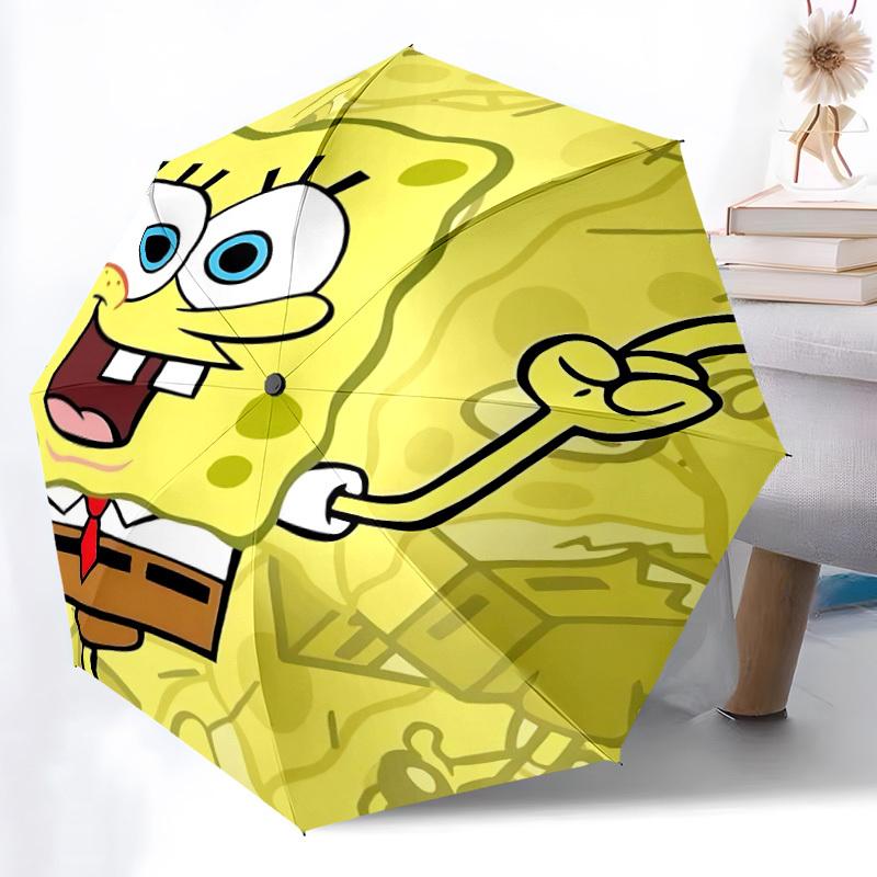 1PC SquarePants Automatic Open/Close Folding Umbrella, Windproof 8 Rib Construction, Lightweight Travel Umbrella for Women/Men, Ideal Gift 0902053