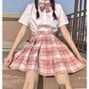Комплект летней школьной формы JK «Парящая луна»: Аутентичная клетчатая юбка и топ с коротким рукавом, академический стиль для начальной школы