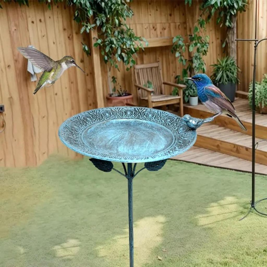 Outdoor Bird Feeder Bath Retro Decorative Weatherproof Water Bowl Birdbath for Garden