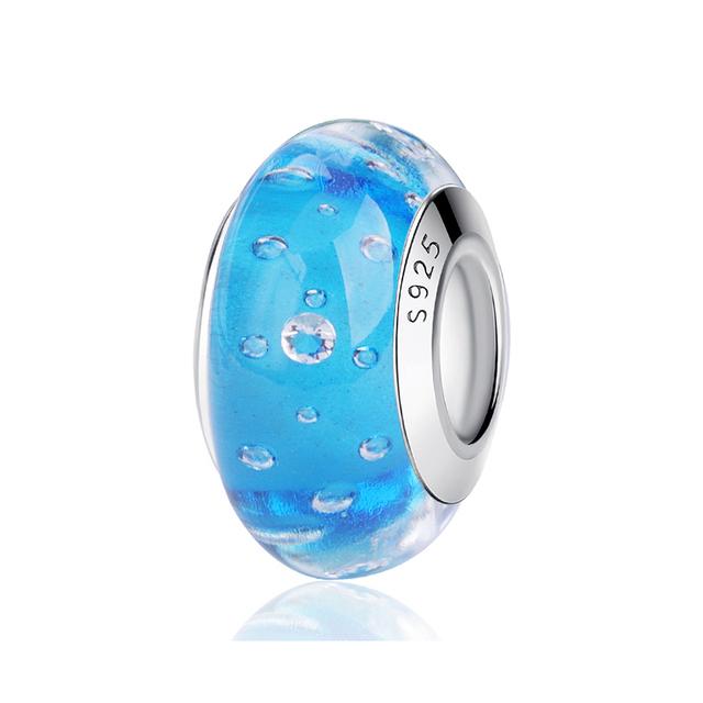 2023 Новый Оригинальный 100% Стерлингового Серебра 925 пробы Стеклянные Бусины Дерево Камень Муранский Цветок Подвески Подходит Браслет Diy Женские Ювелирные Изделия