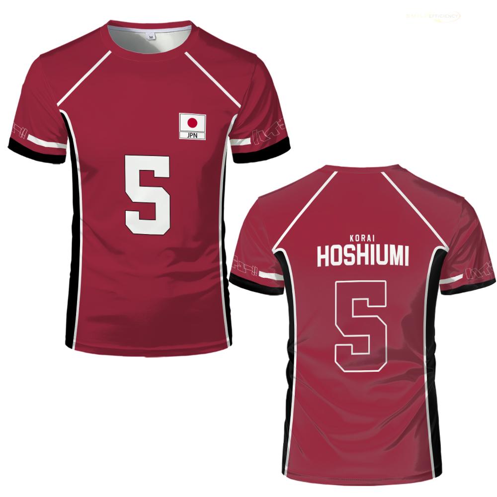 Футболка Haikyuu Fukurodani Red Cartoon Uniform, аниме-костюм для косплея, мужская футболка, волейбольная майка для мальчиков старшей школы Karasuno, топы