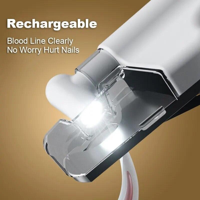 Pet Nail Clippers With LED Light For Dogs Cats Rechargeable Easy And Safe Pet Nail Trimmer Pet Supplies