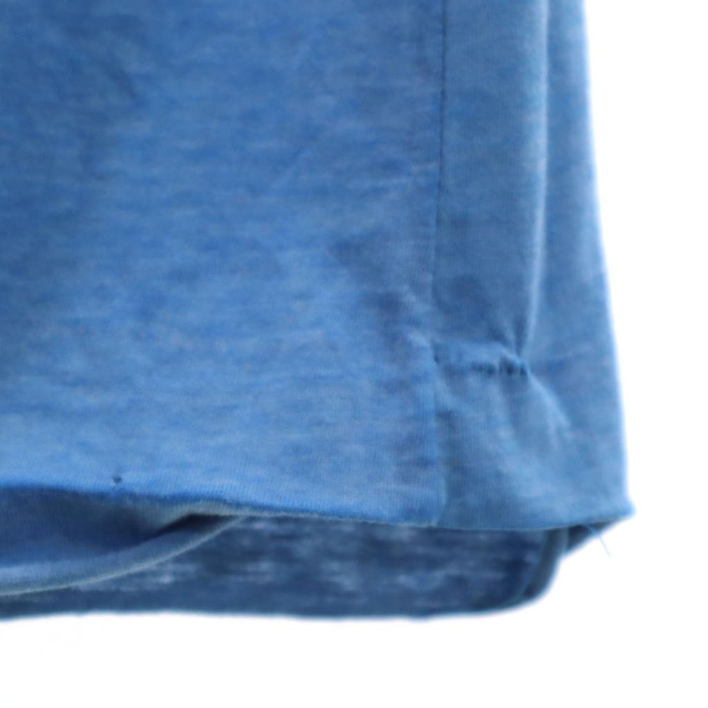 70-е 80-е винтажная футболка с коротким рукавом синяя одинарная строчка мужская б/у