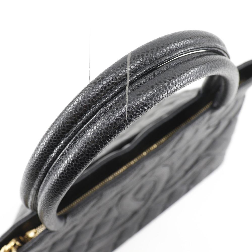 CHANEL Medallion Tote Tote Bag A01804 COCO Mark Matelasse black Caviar skin Women Used