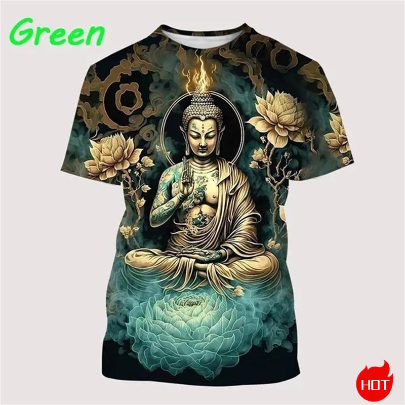 Harajuku 3D Print Buddha Shakyamuni Buddhist T Shirt Ancient India Spiritual Totem Kid Streetwear T-shirts Fashion Mens Clothing