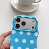 Polka Dots Heart Detachable 2 in 1 TPU+PC Hard Case for iPhone 14 15 16 17 Pro Max Wave Edges Comfortable Touch Shockproof Cover