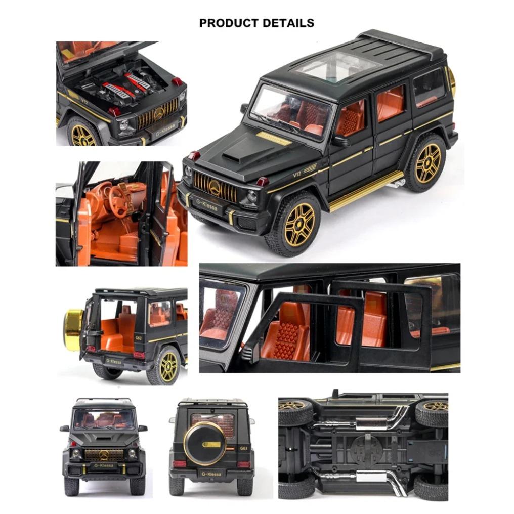 1/24 Benz G63 SUV литая модель автомобиля из литого металла и игрушечная модель внедорожника для моделирования звука и света коллекционная игрушка в подарок