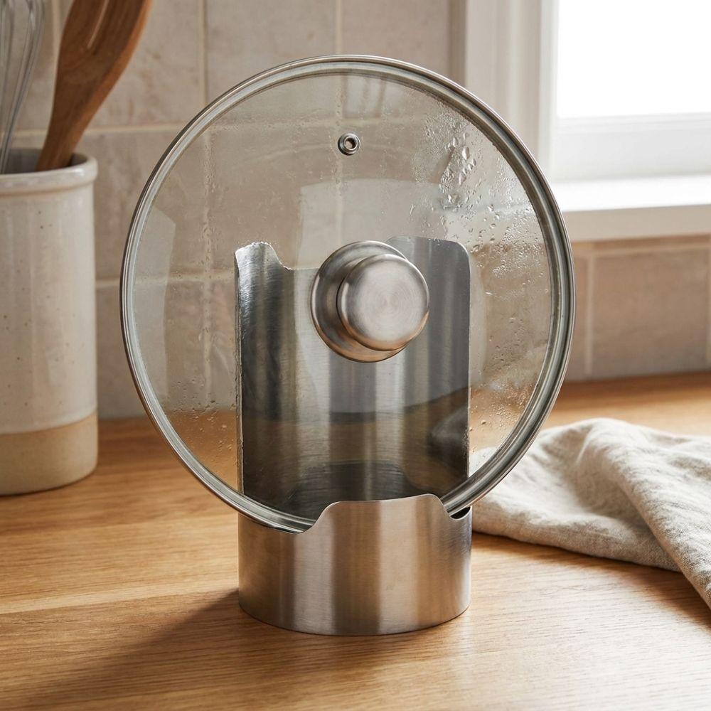 Stable Spoon Holder Tray Stainless Steel Spatula Holder Pot Lid Storage Rack Dinning Table