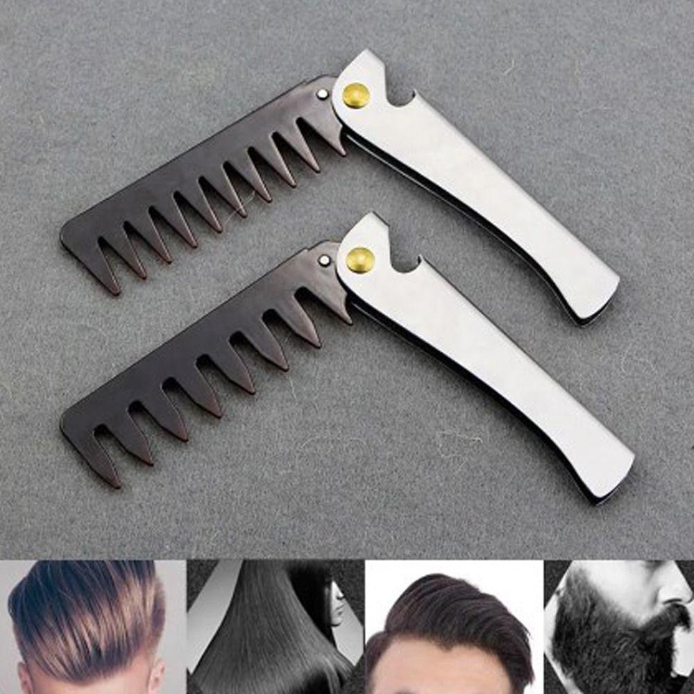 Расческа с ручкой из нержавеющей стали и масляной головкой, профессиональная парикмахерская расческа для волос с широкими зубцами, мужская расческа для салона