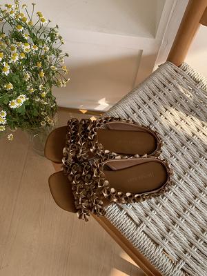 Летние нарядные пляжные шлепанцы с кружевом «Фэнси» для женщин, мюли, уличные тапочки, богемные сандалии, дизайнерская обувь, zapatos de mujer