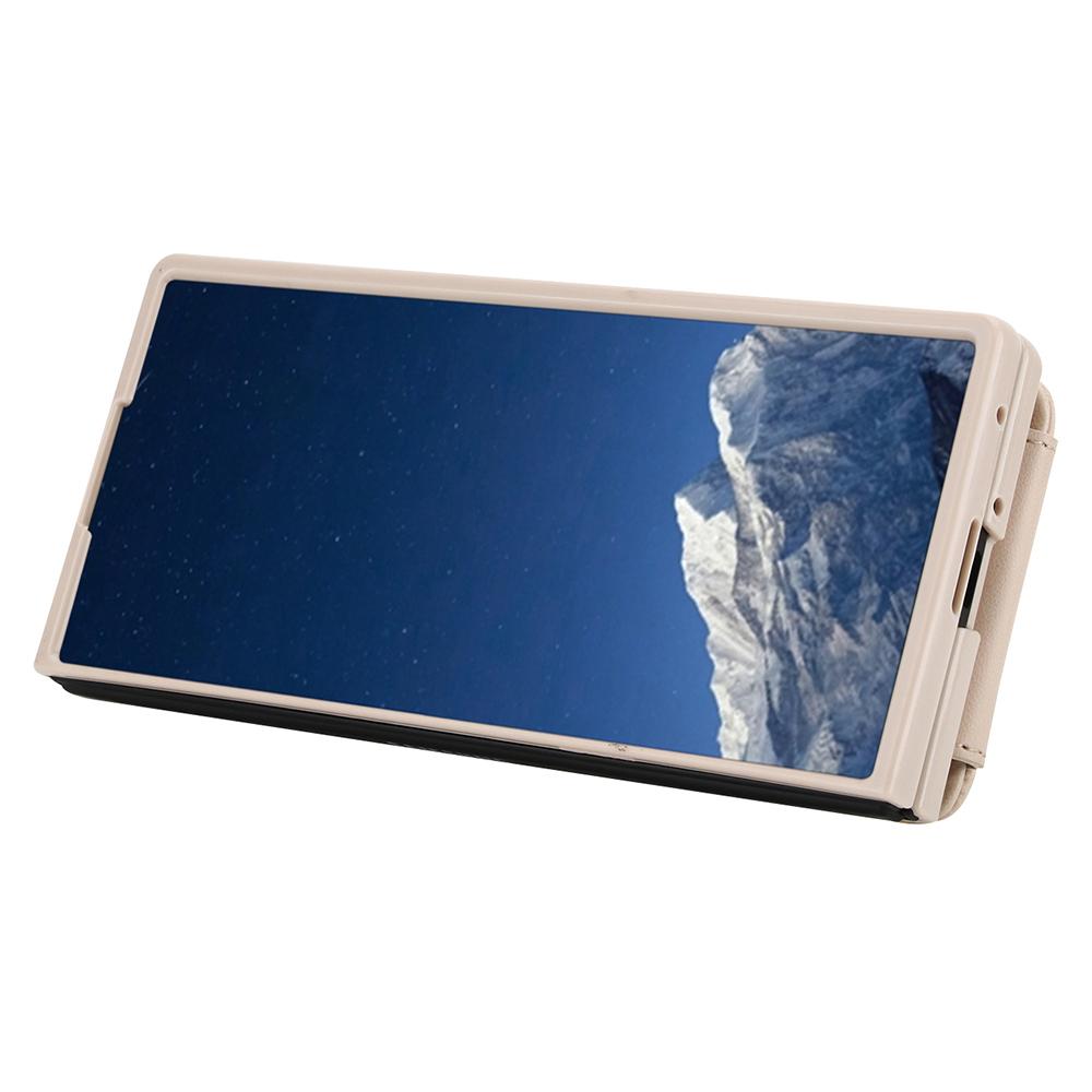 For Samsung Galaxy Z Fold7 5G Case Kickstand Card Slots Leather Coated TPU Cover with Shoulder Strap