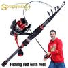 Fishing Reel Rod Combo Portable Carbon M Power Telescopic Fishing Rod 13+1BB Spinning Fishing Reels