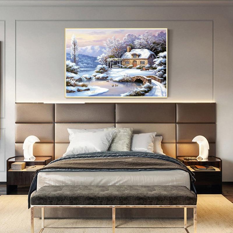 DIY Зимний Снежный Пейзаж 5D Алмазная Картина Полный Круглый Дрель Мозаика Пейзаж Алмазная Вышивка Крестом Рождественский Подарок