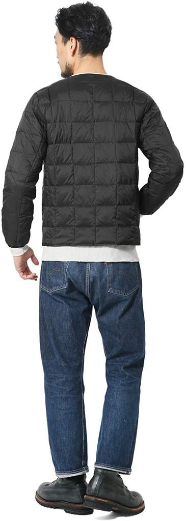 Crew Neck Button Inner Down Jacket Navy XL [TAION] TAION-104 Men's