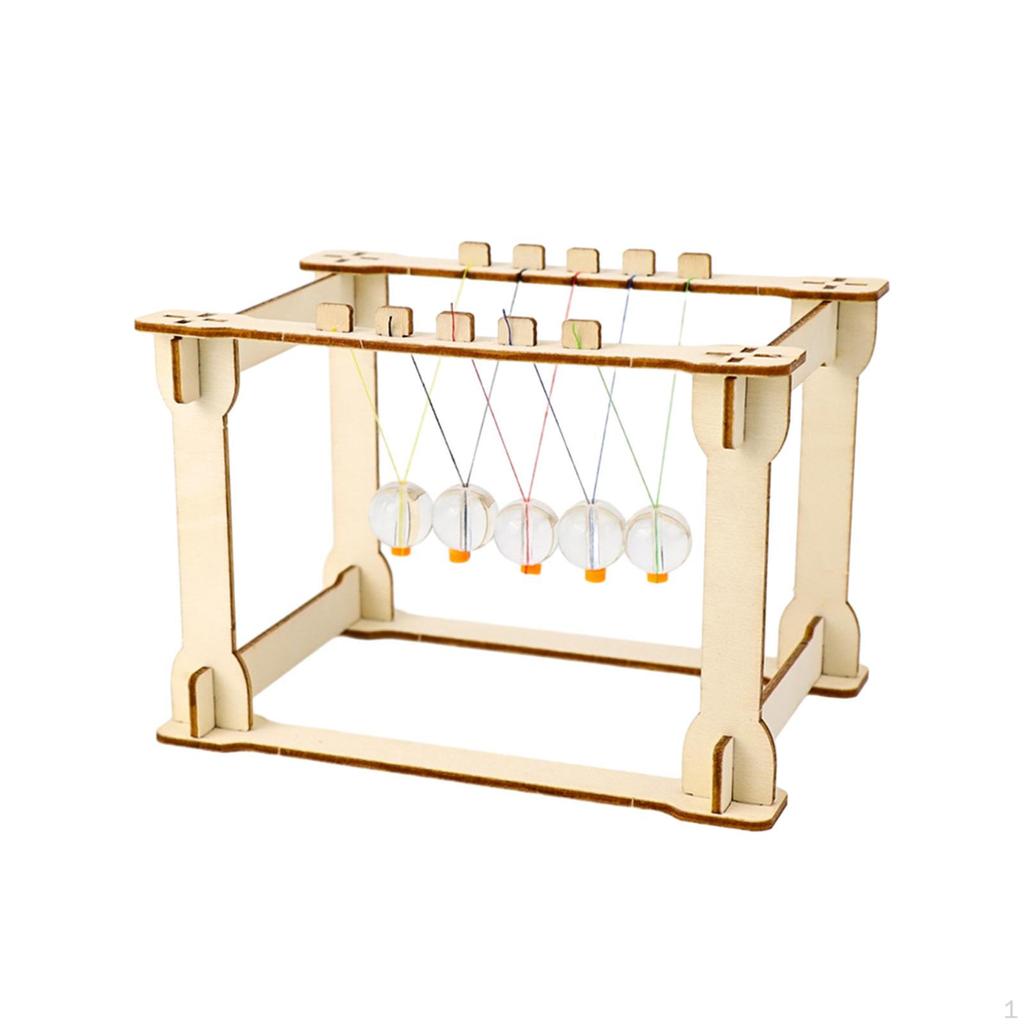 Newton's Cradle DIY Science Experiment Toy Desk Kids Craft Set Handmade Assemble Wood