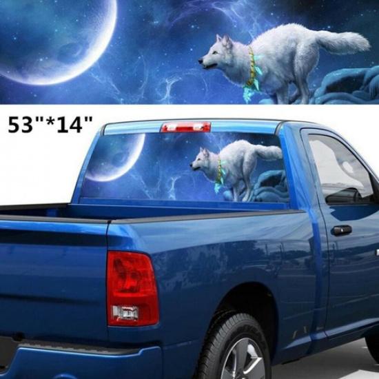 53"*14"Car Truck SUV Night Wolf Rear Window Tint Graphic Decal Sticker Wrap Back