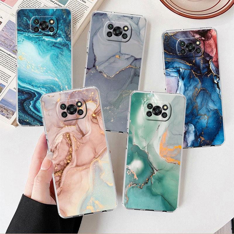 Прозрачный чехол для Xiaomi Mi Poco X3 NFC M3 Pro F3 F1 11 Lite 12 Note 10 11T 9T Прозрачный чехол для телефона с мраморным узором Роскошный крутой