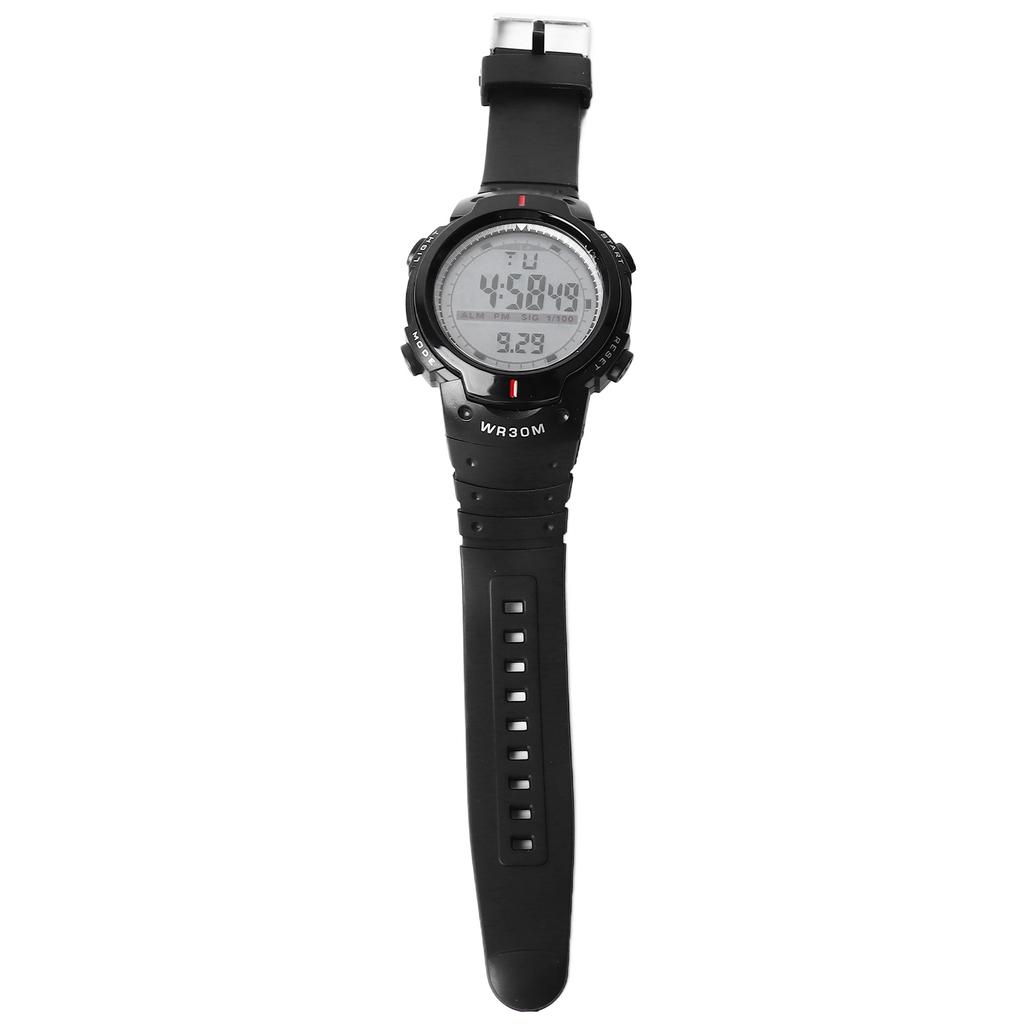 Мужские электронные часы водонепроницаемые с большим экраном и ночным светом, спортивные часы для активного отдыха, черные