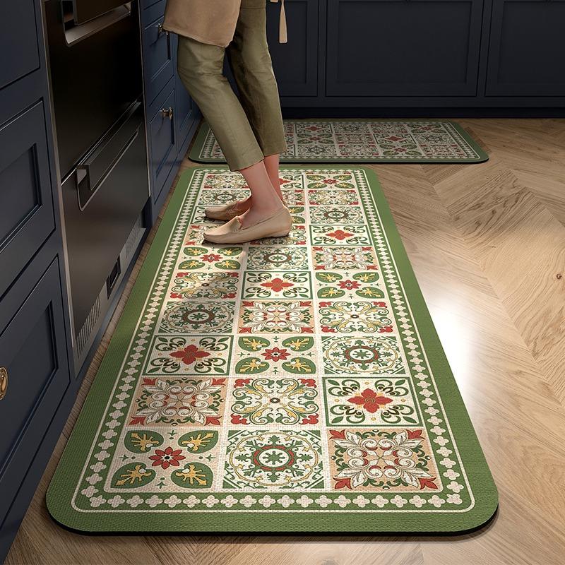 Kitchen Carpet Non-slip Absorbent Floor Mat Home Decoration American Retro Long Strip Rug Water-absorbent Quick-drying Area Rugs