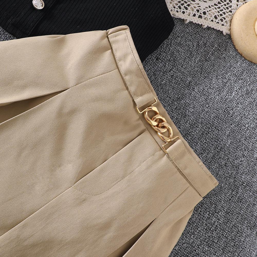 Детские юбки Детская одежда 8-12 лет Девочки весна-лето новый трикотажный плиссированный комплект юбки на шее