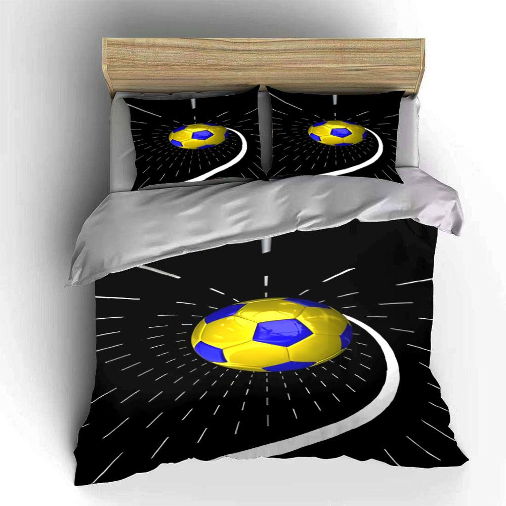 Yellow-blue soccer ball pattern. Bedding sets Duvet cover sets Duvet covers Pillowcases(1 * Duvet Cover 2 * Pillowcases without duvet insert)