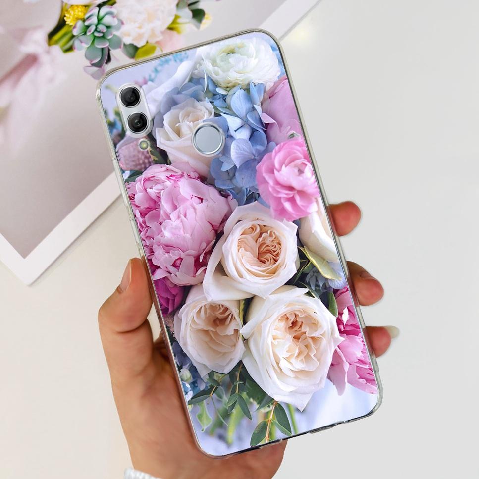 Чехол для Honor 10 Lite HRY-LX1 Роскошный Цветок Любовь Мягкий ТПУ Силикон Прозрачная Крышка Для Huawei Honor 10Lite 6.21" Чехол для Телефона Fundas