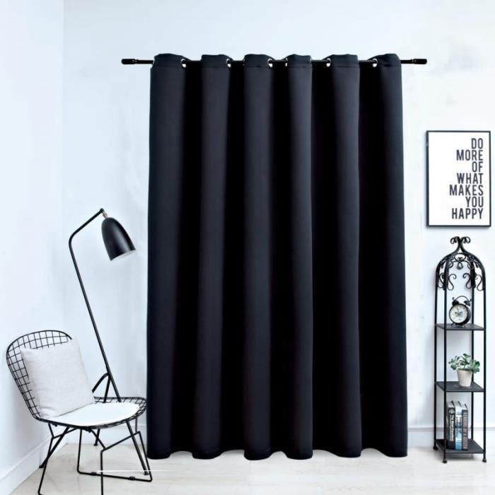 Rideau occultant - vidaXL - 290x245 cm - Noir - Polyester - Anneaux en métal