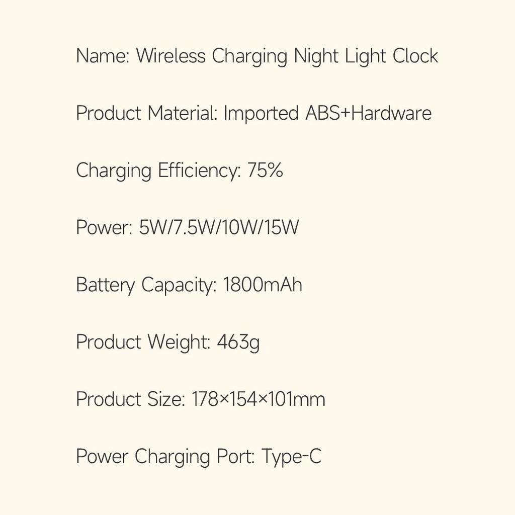Беспроводное зарядное устройство, ночник, 3 цветовая температура с часами, беспроводная быстрая зарядка, прикроватный светильник для Iphone/Android
