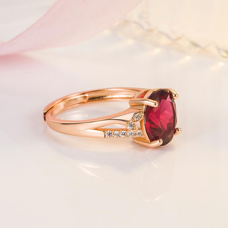 Real 14k Rose Gold Ruby Gemstone Ring For Females Anillos De Ruby Wedding Bands Anel Gemstone Jewellry Anel Wommen Bizuteria