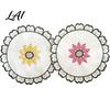 Washable Polyester Pot Mats Flower Shaped Placemat with Embroidered Sunflower Pattern Pastoral Style for Dining Table Soft Fabric Plate Retro