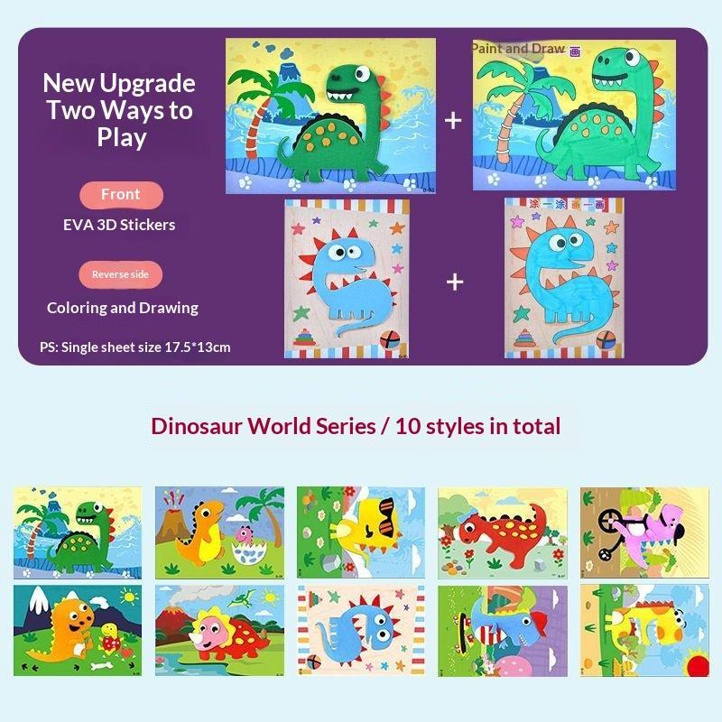3D EVA Foam Sticker Puzzle Set 10Pcs DIY Cartoon Animal Craft Educational Toys for Toddlers Home School Art Games