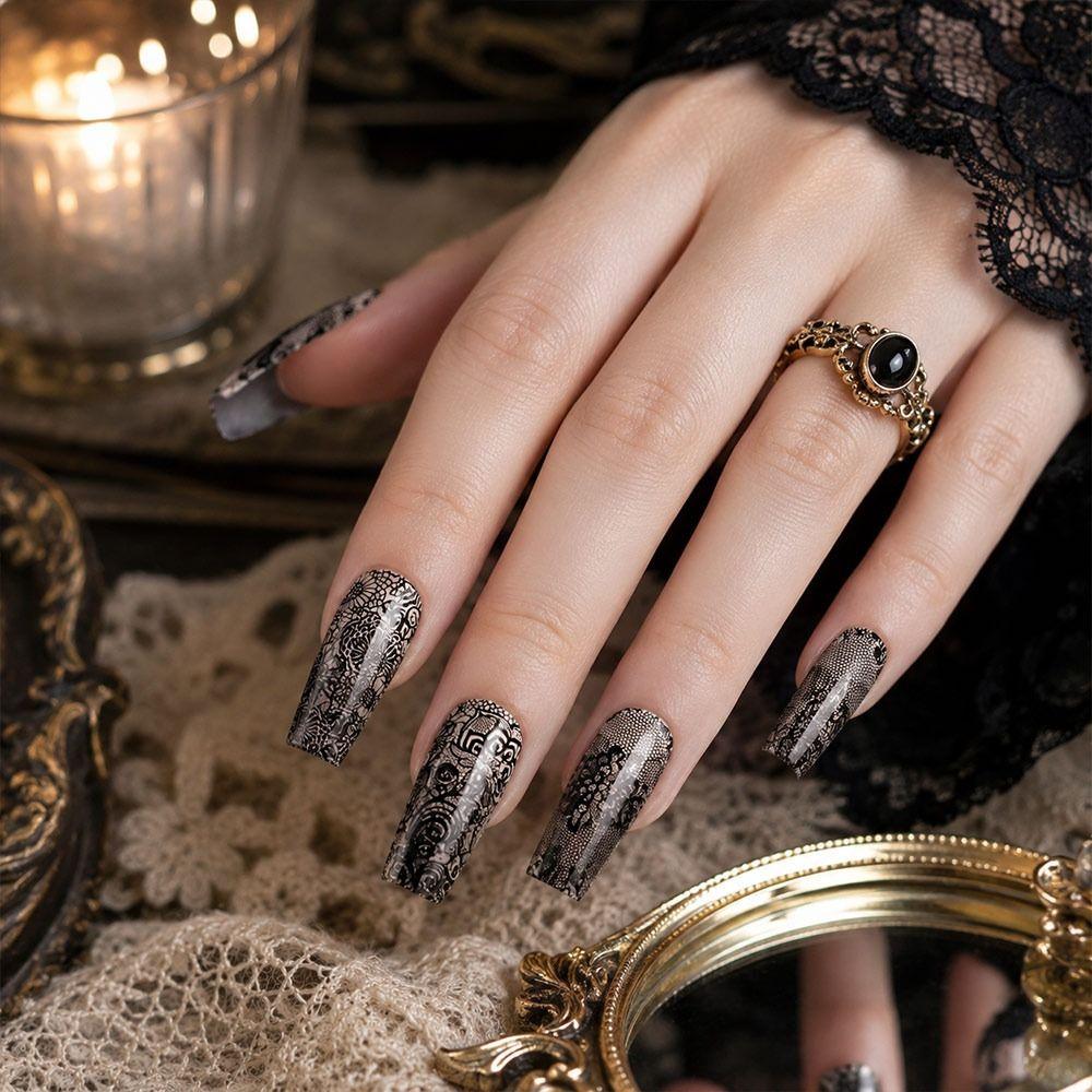 Black White Nail Foils Lace Design Nail Art Stickers Professional Nail Decorations  Manicure DIY