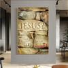 Jesus Cross Lion Religion Savior Print Art Canvas Poster for Living Room Decoration Home Wall Decor Picture