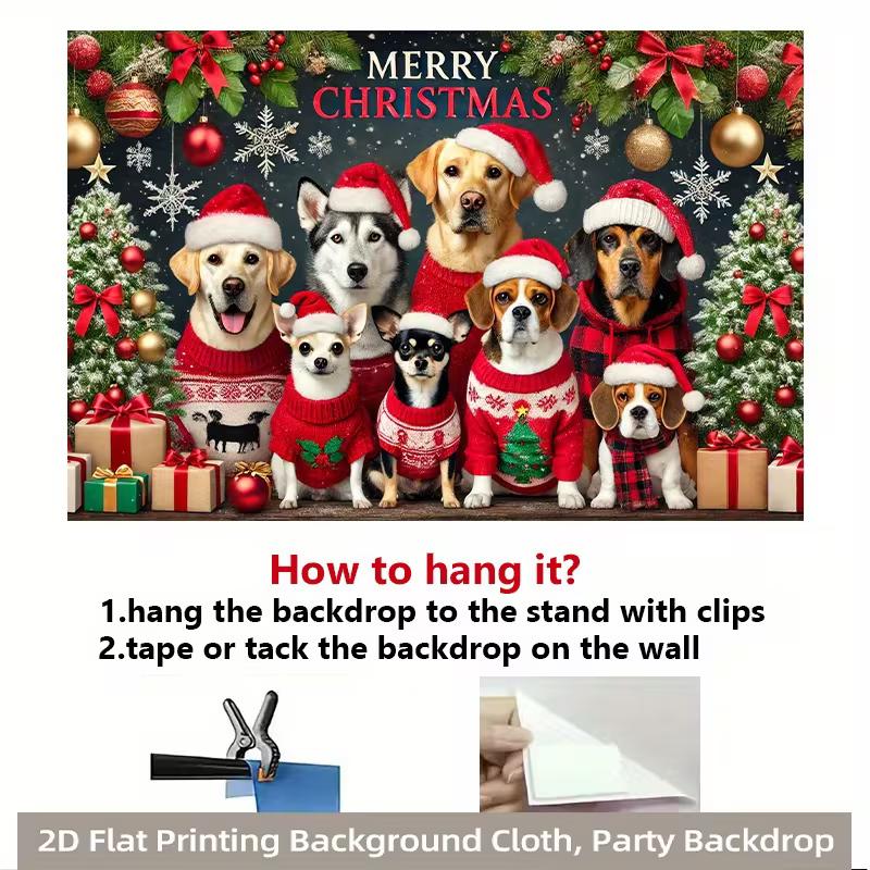 2D Christmas Ugly Sweater Dogs Backdrop Banner for Winter Holiday Supplies