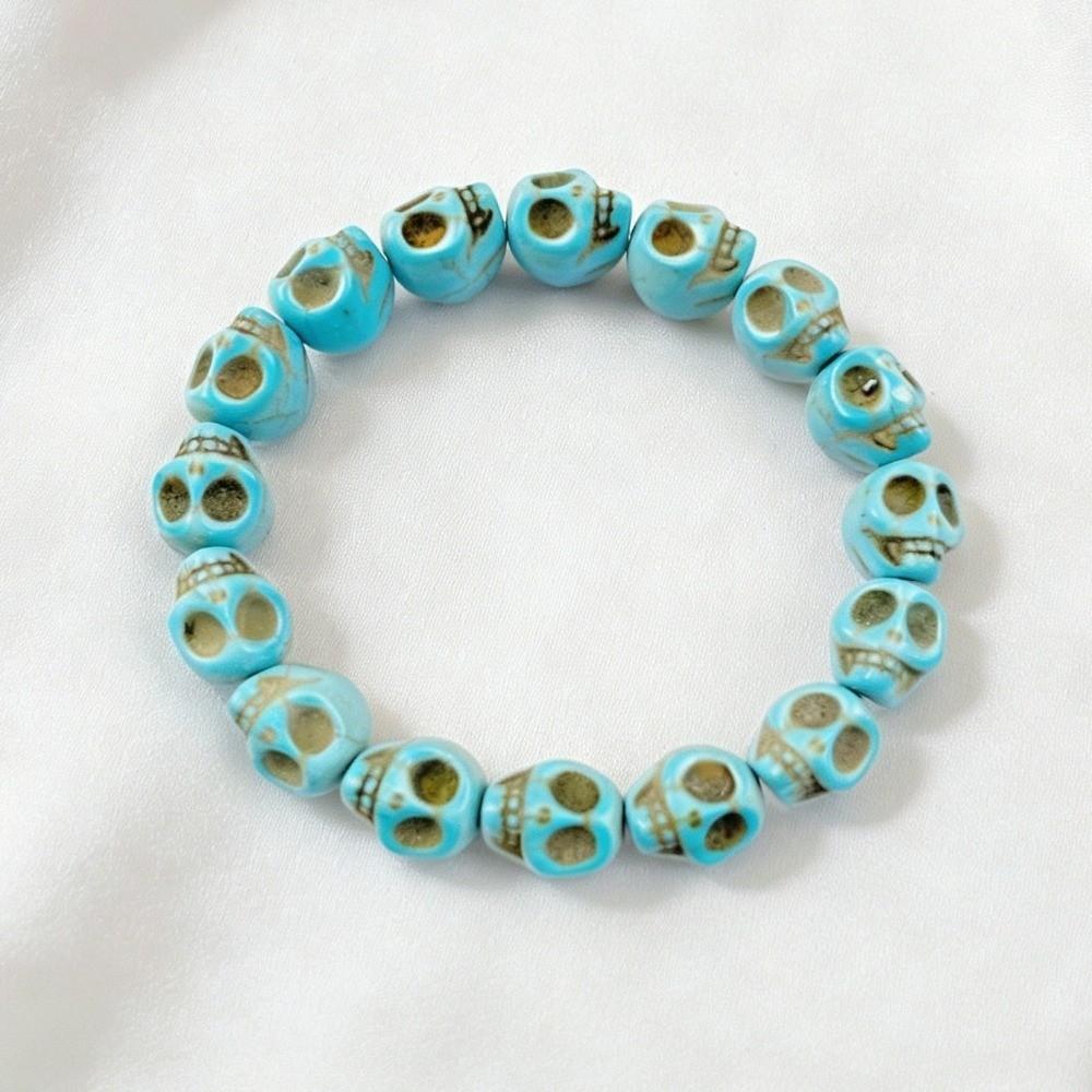 Acrylic Skeleton Beaded Bracelet Colorful Elastic Bangle Punk Skull Beaded Bracelet Jewelry