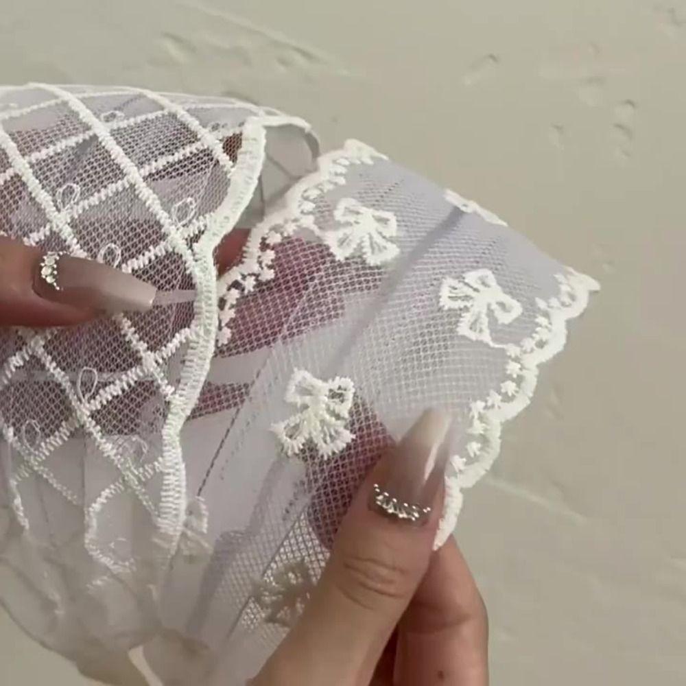 Bowknot Bow Hair Band Wide Edges Mesh Hair Hoop All-match Embroidery Lace Headband Headwear