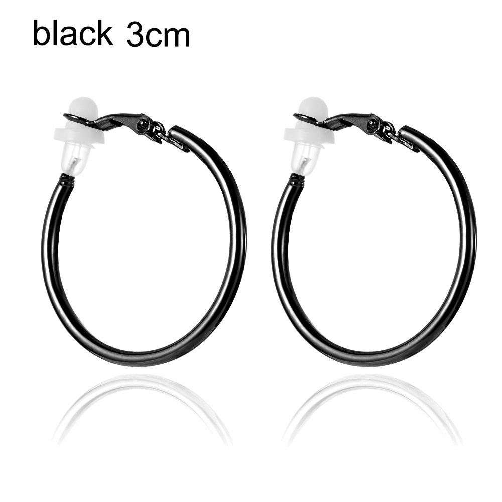 Пара ювелирных изделий золото серебро черный женская мода большой круг клипса на ухо без пирсинга серьги кольца