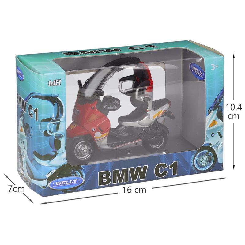 1/18 Scale Welly BMW C1 Alloy Motorcycle Model Diecasts Metal Toy Vehicles Motorcycle Model High Simulation Collection Childrens Gifts