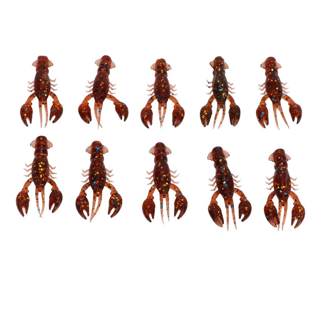 10pcs Soft Fishing Lure Crawdad Bait PVC Shrimp Artificial Soft Lure Baits for Bass FishingDark