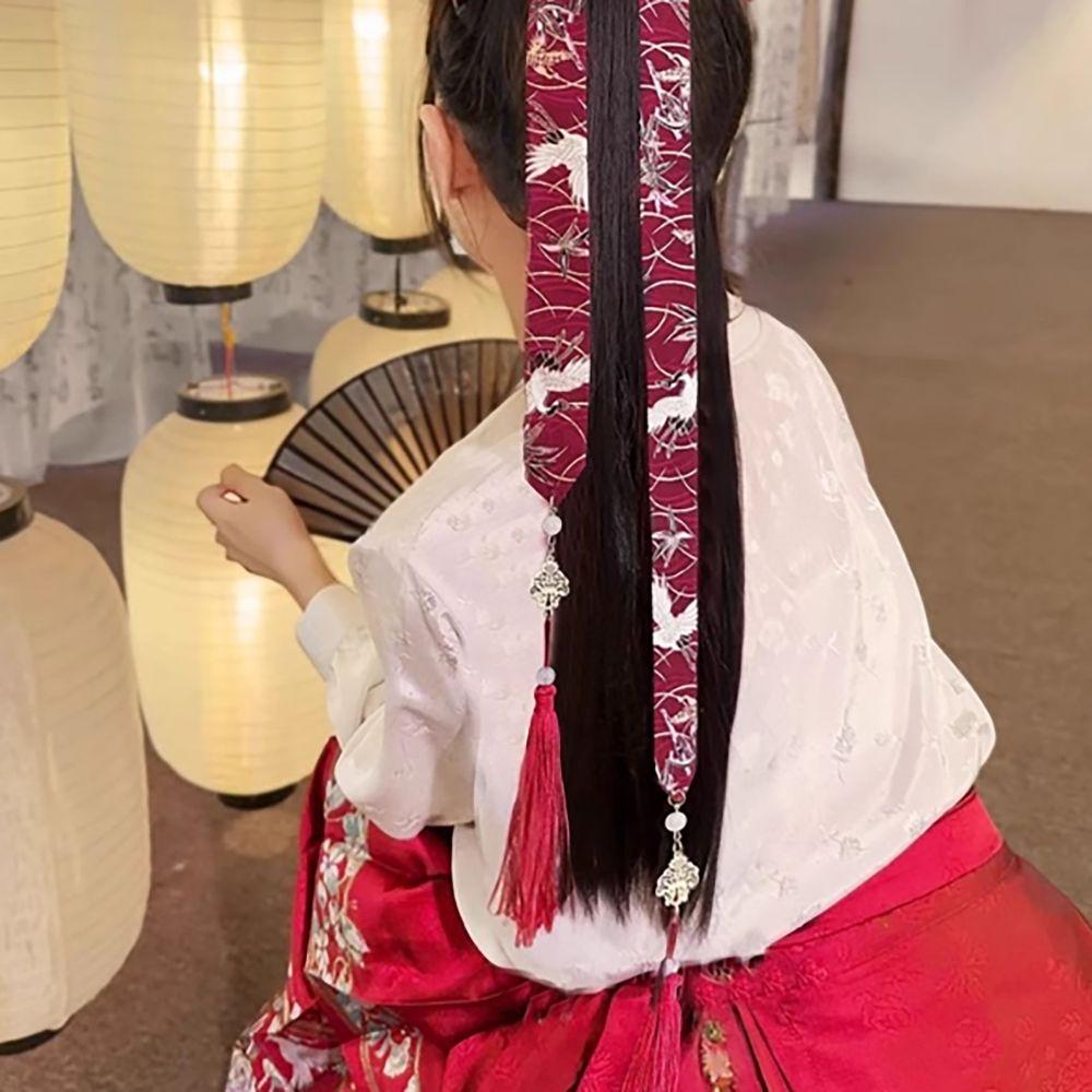 Длинные банты для волос с бантом, китайские ленты для волос, ретро-украшение для волос для женщин