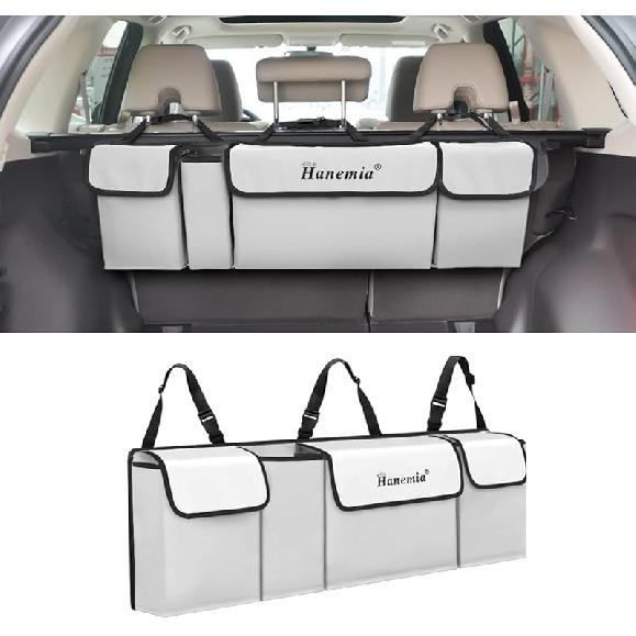 Car Trunk Organizer And Storage, Backseat Hanging Organizer For SUV, Truck, MPV, Waterproof, Collapsible Cargo Storage Bag With 4 Pockets, Car