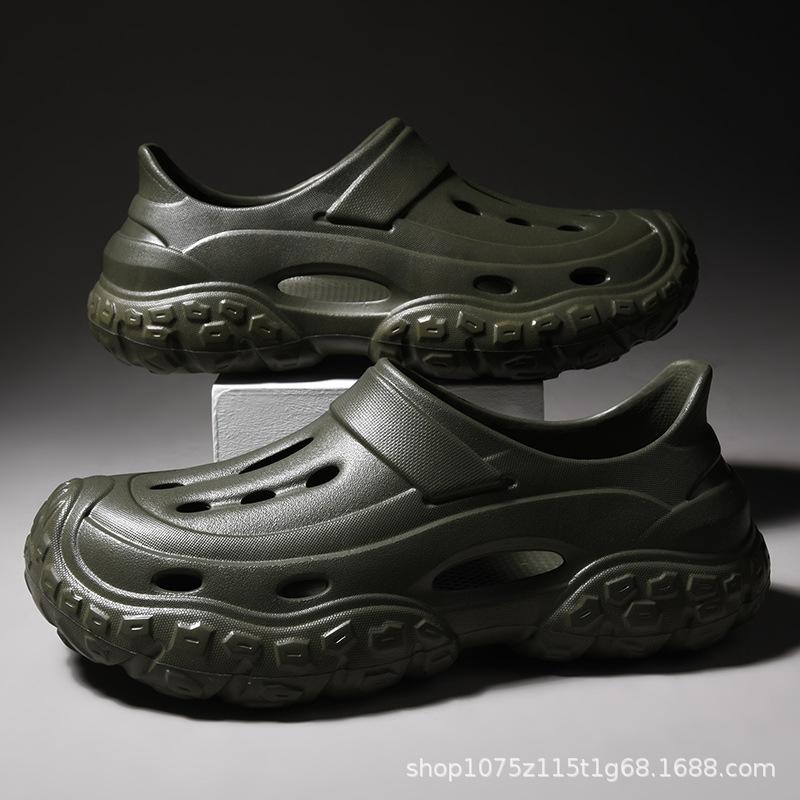 Летняя новая верхняя одежда нескользящие дышащие толстоподошвенные тапочки с закрытым носком повседневные приморские пляжные сандалии обувь с отверстиями мужчины