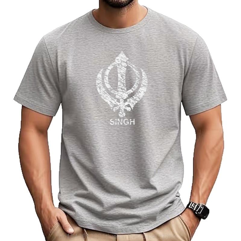 Khanda Singh  Gift For Punjabi Men Boys Kids Singh Sikh Symbole Tshirt Tops Plain Black T Shirts Men