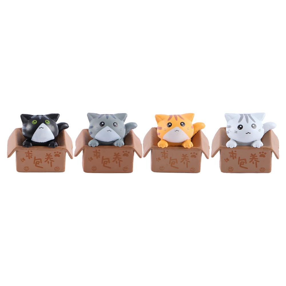 Statue Cute Cartoon Kitten PVC Ornament Kitty Model Small Statue Car Figurine Poor Box Cat