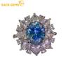 Сертифицированное SACEGEMS GRA кольцо с синим муассанитом 3 карата VVS1 Lab с бриллиантом, пасьянс, кольцо для женщин, обручальное кольцо, ювелирные изделия
