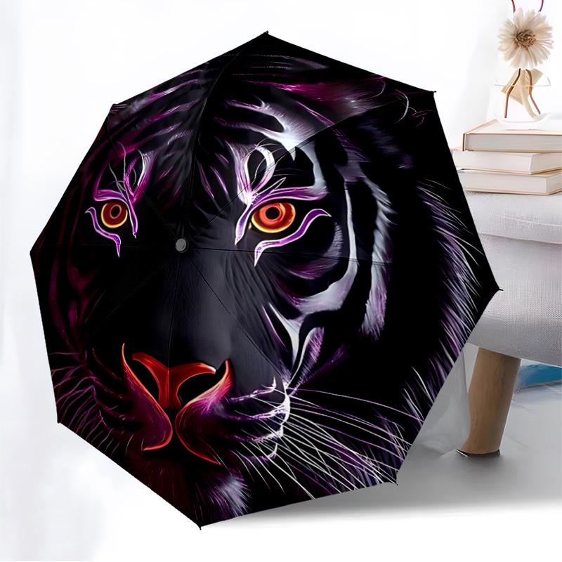 1pc Tiger Face Automatic Open/Close Umbrella, Folding Compact Umbrella with Lightweight Design for Women/Men yy251011059