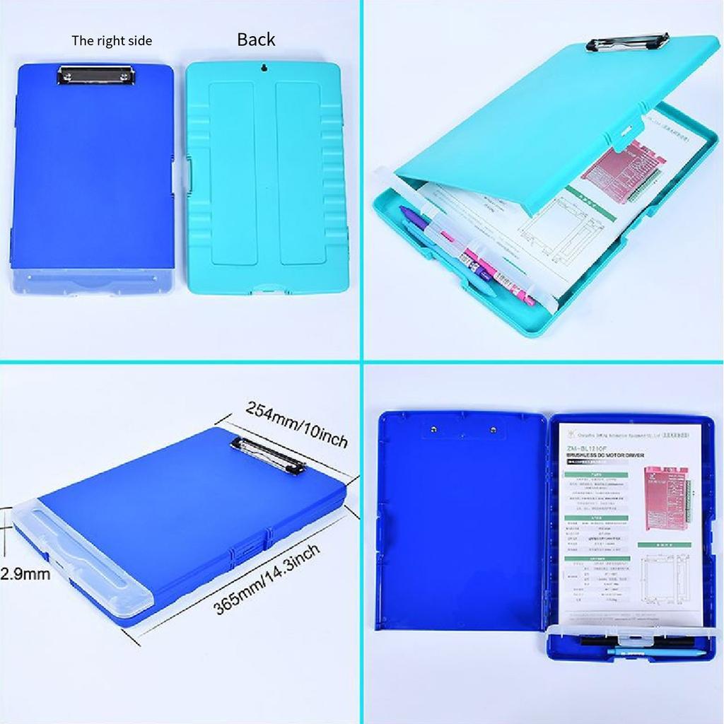 2-in-1 Clipboard with File Storage Case Portable Document Organiser Waterproof File Folder for Hospital Nurse Doctor